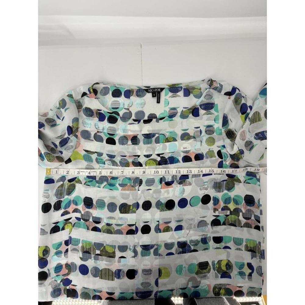 NIC+ZOE Women's Sheer Polka Dot Pattern Blouse, Size Small - Picture 5 of 7